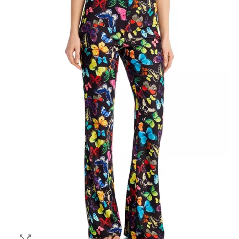 Alice + Olivia Teeny Rainbow Butterfly Print Flare Bell Bottom Pants Size 4 - Picture 16 of 16